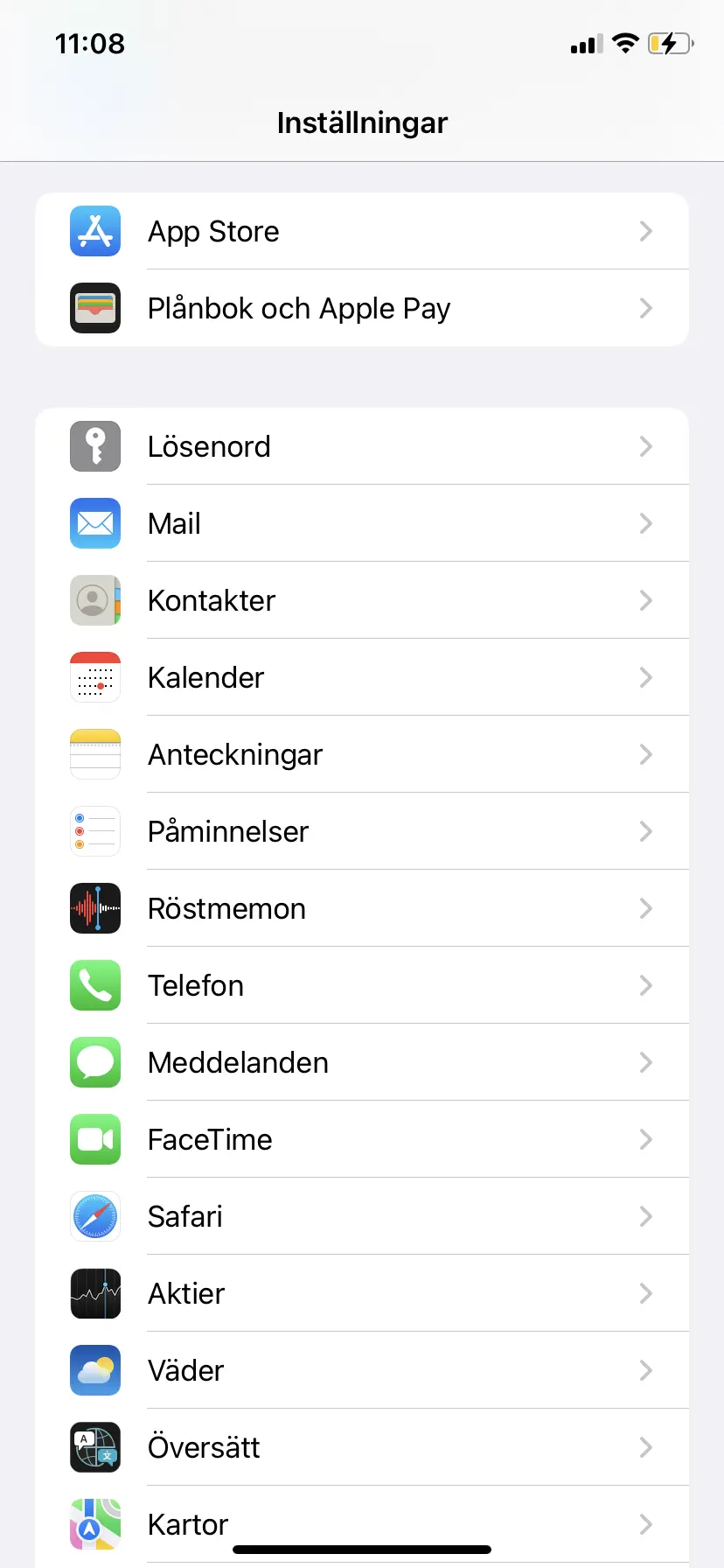Iphone inställningar