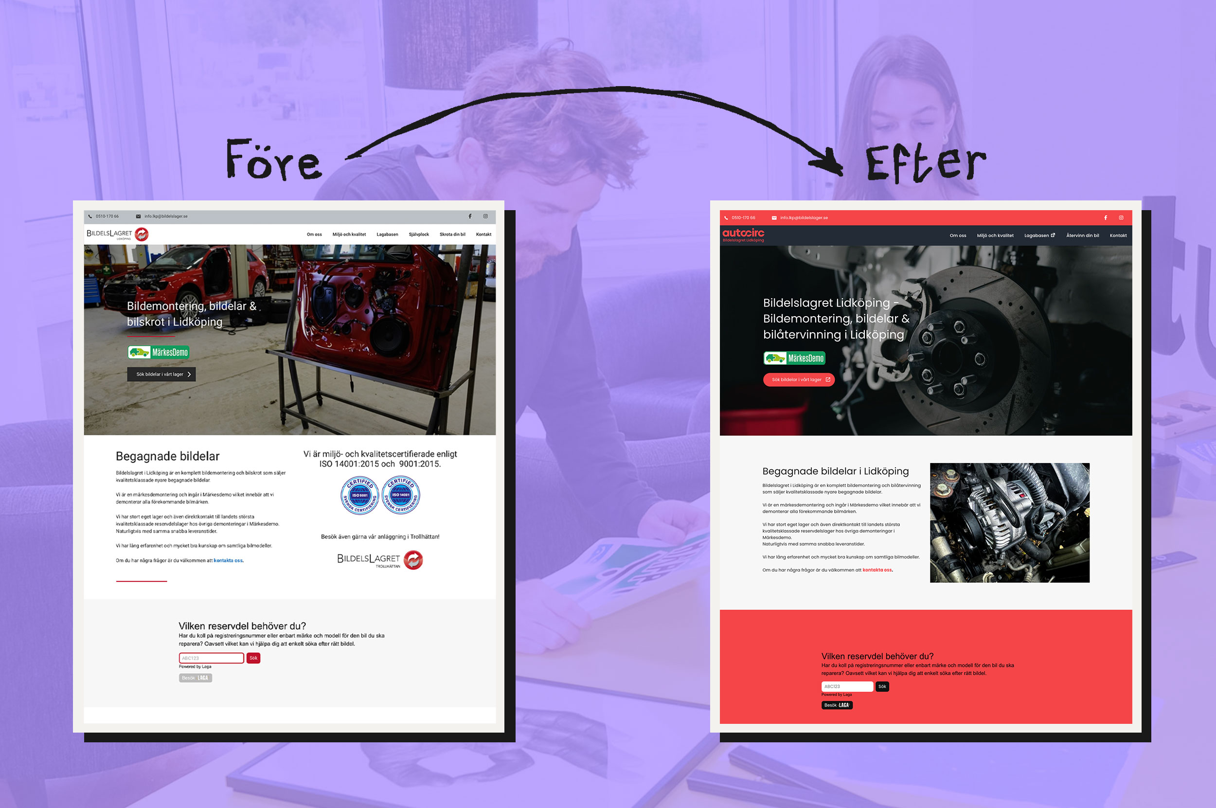 Bildelslagret-före-efter Bildelslagret före- och efterbild på hemsida