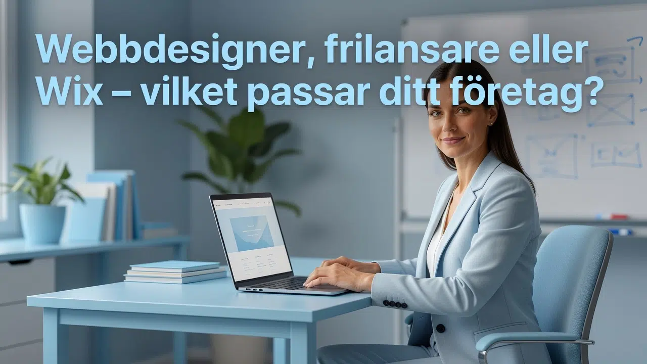 Professional header image for comparison analysis: Webbdesigner, frilansare eller Wix – vilket passar ditt f...