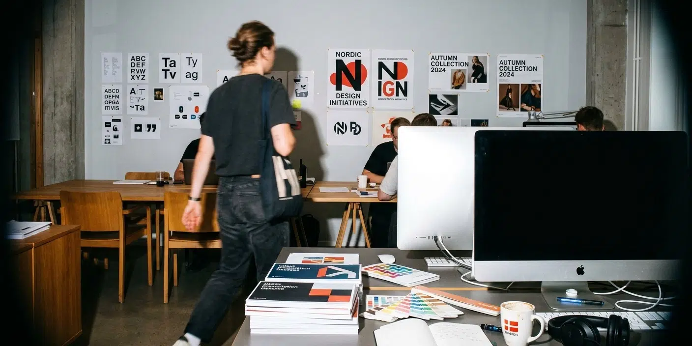 Lokal reklambyrå i Lidköping arbetar med marknadsföringsstrategi vid ett möte.